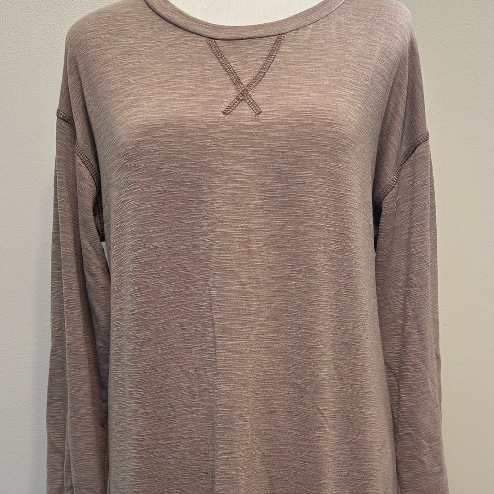 GILLI Beige Long Sleeve Short Swing Dress Size M